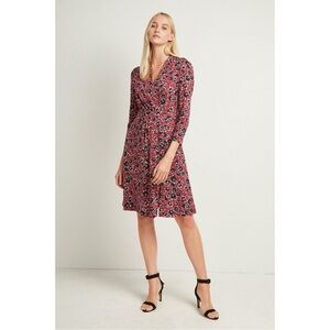[French Connection] Red Jersey Floral Wrap Dress